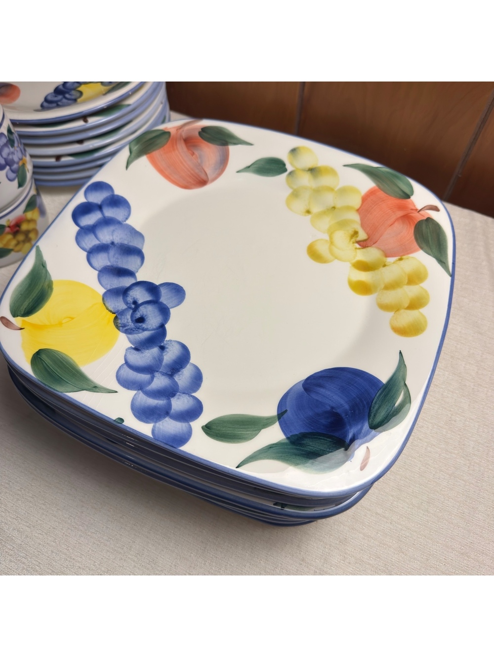 Vintage Dansk Fruit Square Dinner Plates Set of 2 Made in Italy